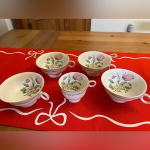 Theodore Haviland New York China Garden Flower Set Of 4 Tea & 1 Demitasse Cups